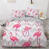 3D Flamingo Duvet Cover King Queen Pink Watercolor Bedding Set for Kids Teens Adults with Pillowcase
