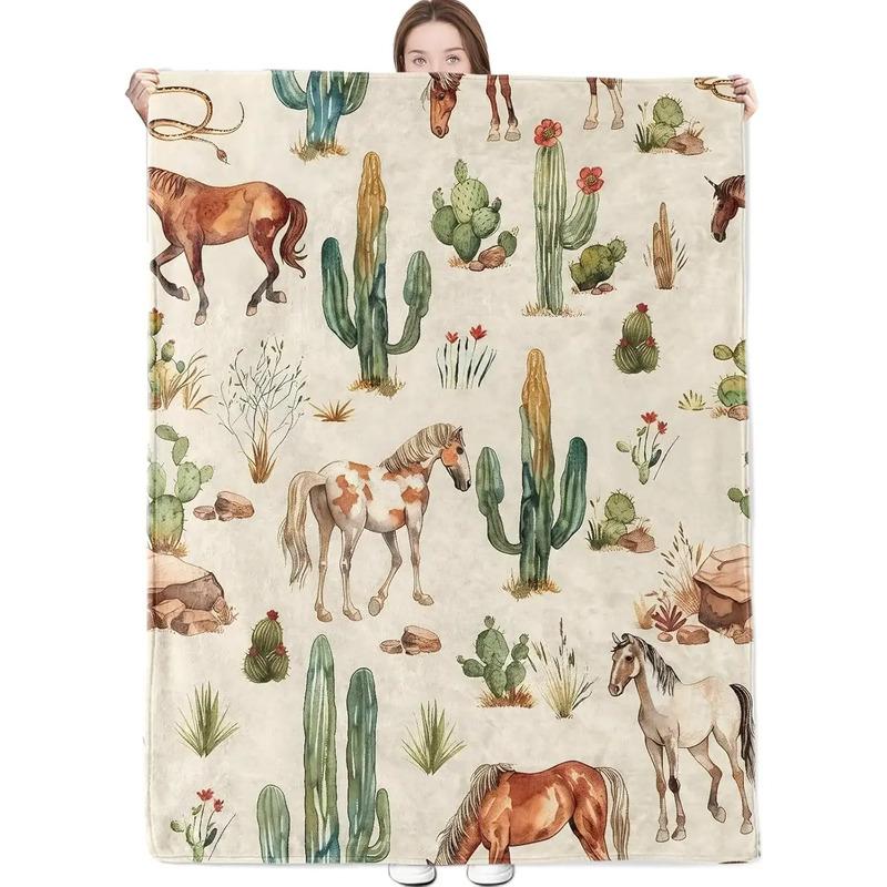 Cobertor Western Horse Com Cactus E Wild Mustang Pattern T S разноцветный