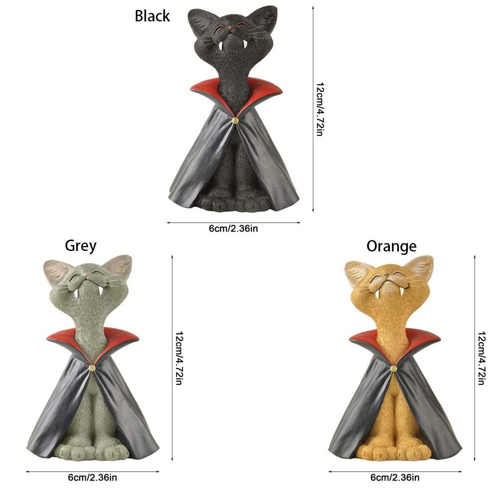 Resin Cat Statue Cute Halloween Black Cat Portable Desktop