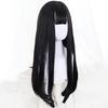 Bybrana Long Straight Hair With Bangs Cosplay Wig Gradient Black Women's Synthetic Hair Heat-Resistant Wig