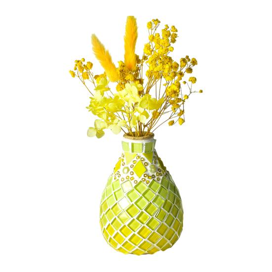 1 Set Handmade Mosaic Vase Kit with Wooden Vase Mosaic Tiles Tools Kids Adults Beginner Handcrafted