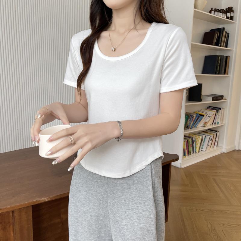 Women's 2026 Spring/Summer Loose Fit Pure Cotton Short Sleeve Round Neck T-shirt