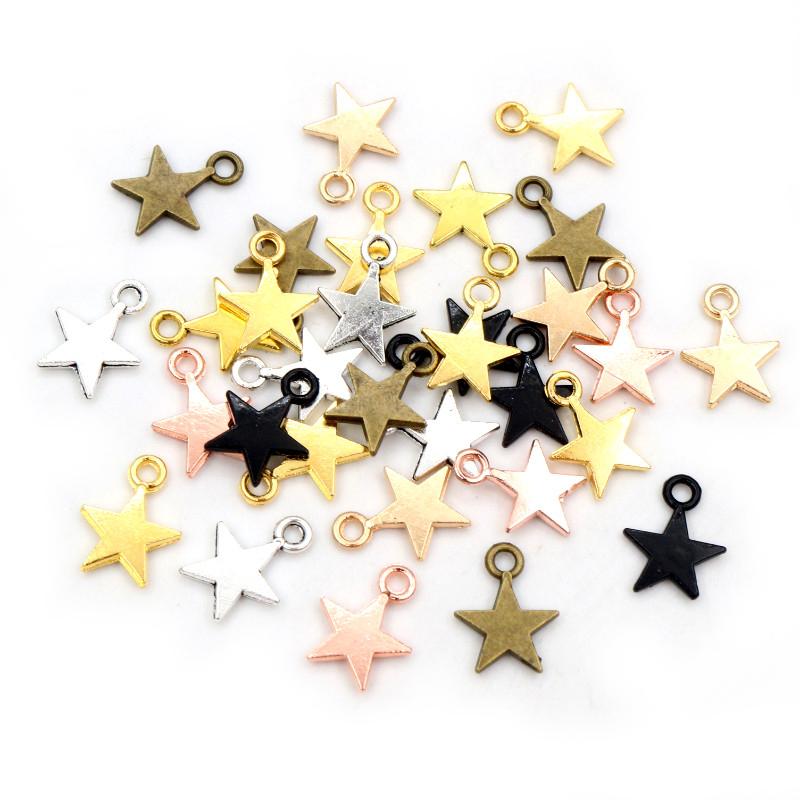 100pcs 11x8mm Metal Zinc Alloy MINI Five-pointed Star Charms Fit Jewelry Pendant Charms Makings DIY Handmade Craft