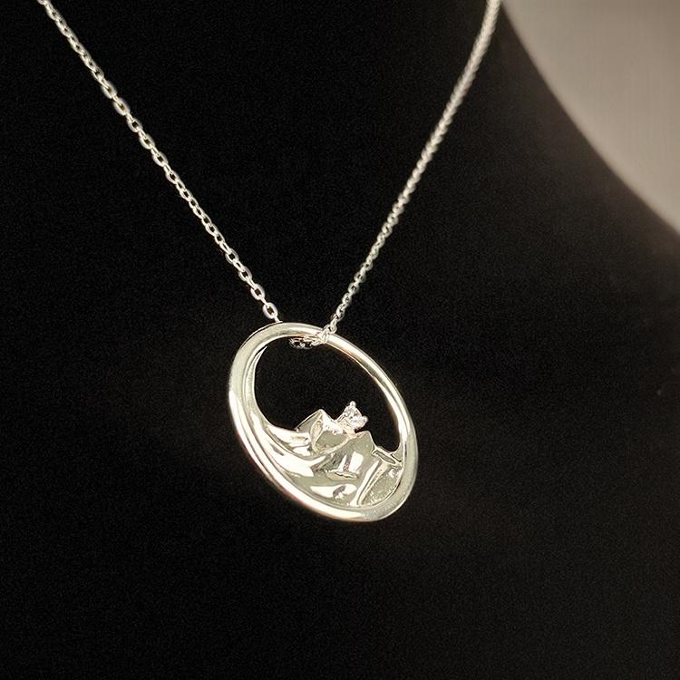 Sailing Wave Mountain Fine Jewelry Platinum Plated Pure S925 Sterling Silver Moissanite Diamond Pendant Necklace Women Couple
