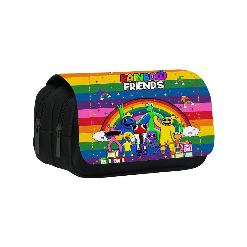 Rainbow Friends Double Layer Pencil Case With Large Capacity For Students And Kids