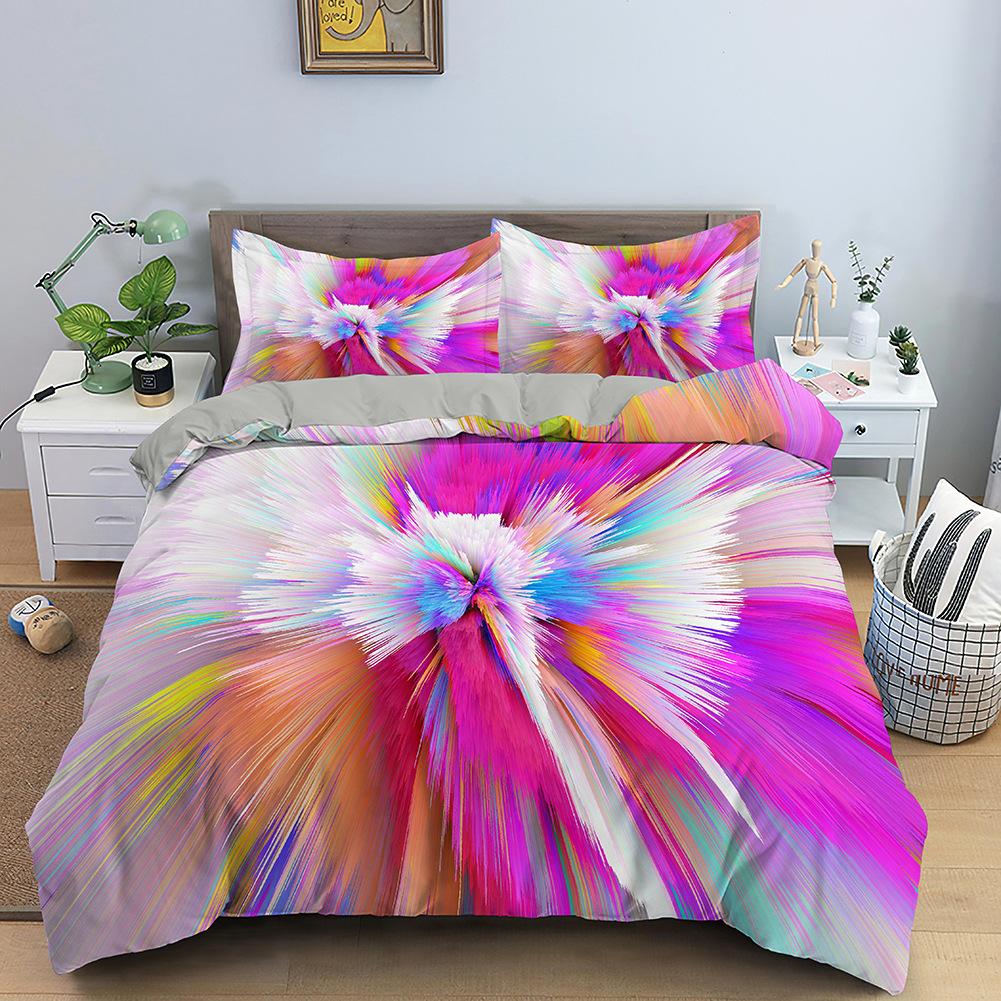Multicolor Duvet Cover Set Colorful Hearts Queen Size Bedding Set For Teen Microfiber Geometric Cartoon Love Heart Quilt Cover