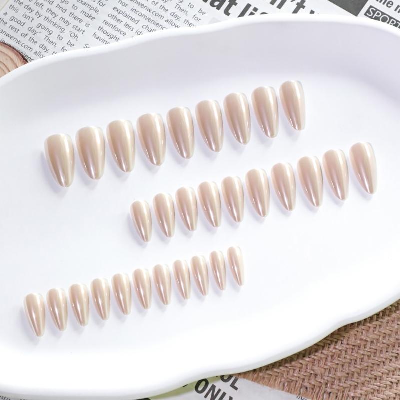 30 pezzi di unghie finte a mandorla, unghie finte francesi, unghie finte acriliche, colla per unghie artificiali per donne e ragazze