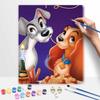 Disney Lady and The Tramp Oil Art Painting Kit Home Wall Decor Handmade Gift for Valentine Romantic Couples Lovers DIY Art Activity