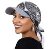 Casquette Hijab Baseball Protection UV Hijab Doux Bonnet à Nouer Foulard Imprimé en Satin Chapeau Extérieur