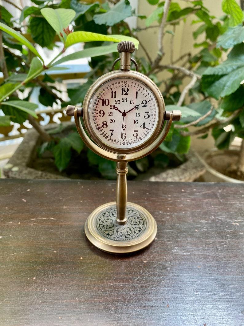 

Brass Desk Clock on Stand | Retro Style Table Clock | Classic Home & Office Décor | Collectible Timepiece Gift