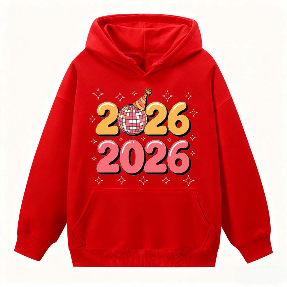 2026 New Year Retro Party Graphic Clothing Disco Ball Design Creative Hoodies Women Casual Fashion Happy New Year Holiday Tops