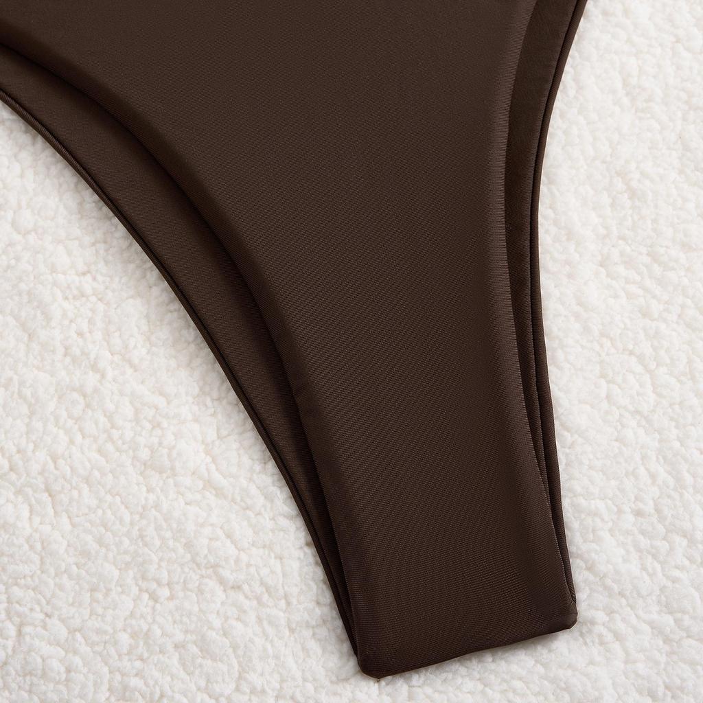 2025 Europäischer & Amerikanischer Doppelseitiger Nylon Einfarbiger Sexy Bikini Badeanzug