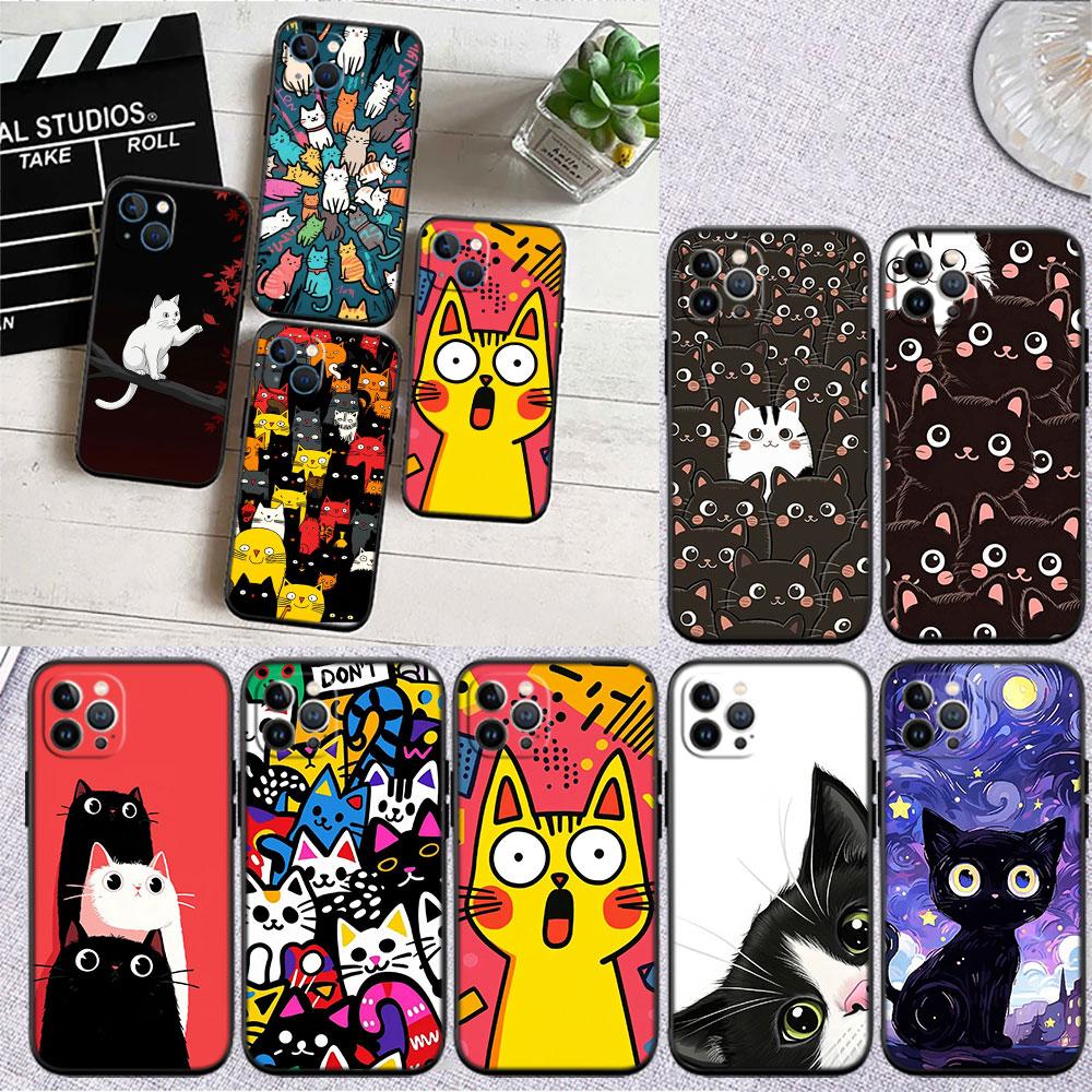 LO23 Cat Kitten Meow Soft Shell Phone Case for Samsung Galaxy S20 S21 S22 Ultra FE + Plus A21S A22 A24 A25 A26 A30 A30S A31