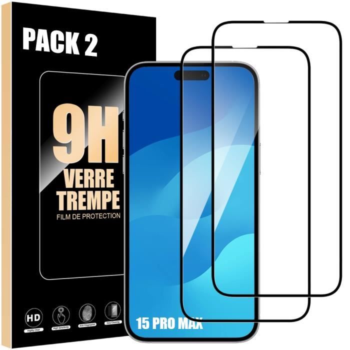 Verre Trempé Intégral pour iPhone 15 Pro Max Vitre Protection Lot-2