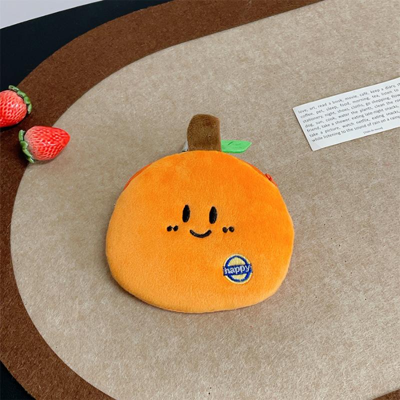 Cute Creative Plush Fruit Wallet Pendant Keychain Cartoon Storage Bag Headphone Bag Portable Money Bag Pendant Accessories Gifts