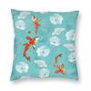 Waterlily Koi In Turquoise Square Pillowcase Polyester Linen Velvet Creative Zip Decorative Home Cushion Cover