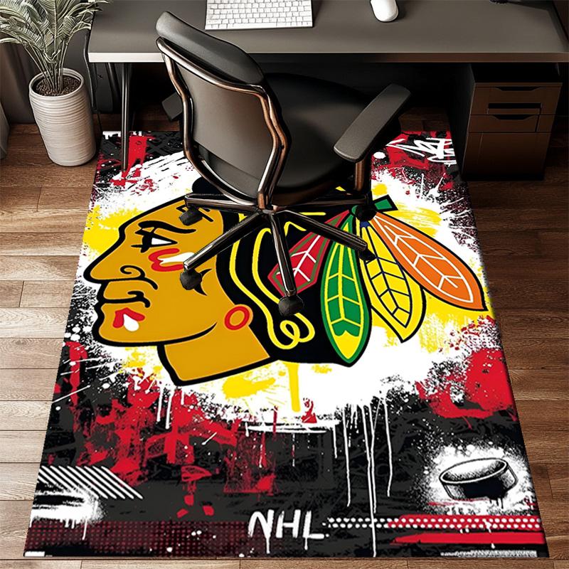 Blackhawks Kunstbodenmatte für Wohnzimmer, Spielzimmer, Büro, Schlafzimmer, Bürobodenmatte Verspieltes Design, Weihnachts-Fan-Geschenke