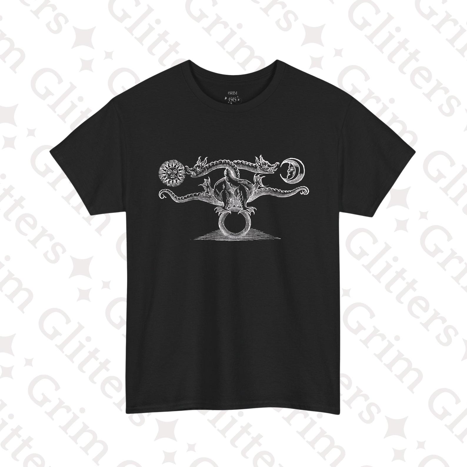 Two-Headed Dragon T-Shirt: Theatrum Chemicum Sun & Moon Alchemical Emblem 3XL