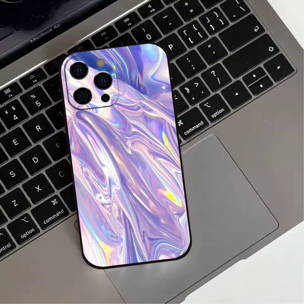Laser Style Phone Case For iPhone 17,16,15,14,13,12,11 Plus,Pro Max,XS,Soft Silicone Black Cover