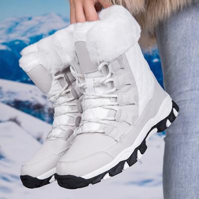 Damen Schneestiefel Winter Baumwollschuhe Rutschfest Warm Herrenstiefel Dickes Fell Plateau Wanderschuhe