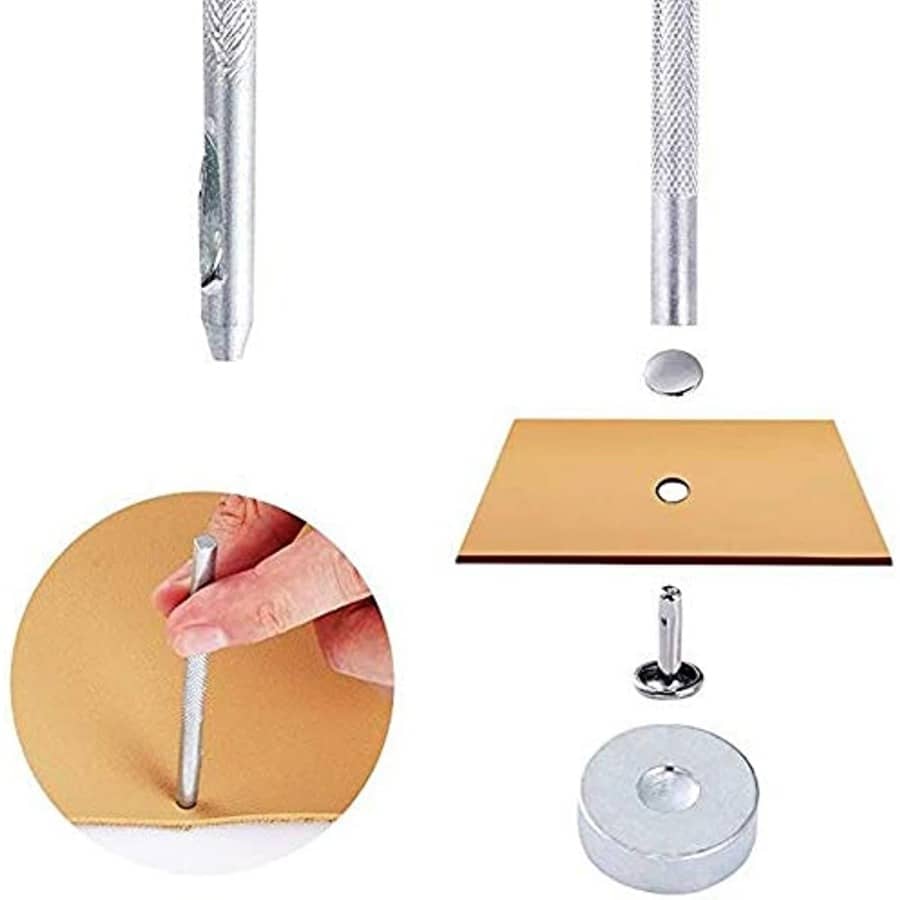 360Pcs 3 Sizes Leather Rivets Double-cap Rivet Tubular Metal Studs With 4 Fixing Set Tools For DIY Leather Craft