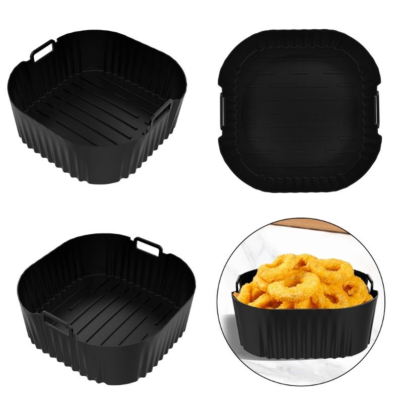 2PCS Square Cooking Mats Oven Safe Grilling Mats Silicone Texture Air Fryers Bowl Suitable for Kitchen Baking Use