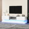 TV Media Cabinet, White High-Gloss TV Cabinet with LED Light, 2 Drawers, App Control, Anti-Tilt Design, for 60-Inch TV