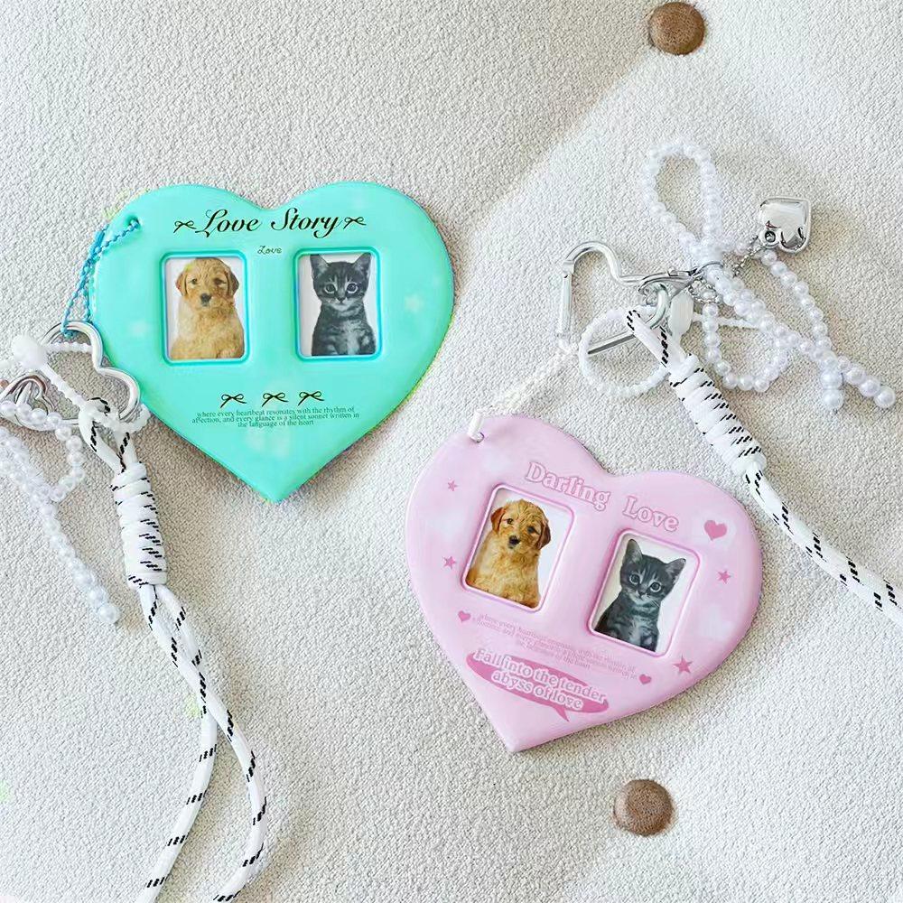 Amor Doble Rejilla 1 pulgada Insignias de Foto Decoración Simple Almacenamiento, Paquete de Accesorios para Juego de Tarjetas Colgante Decoración para Colgar