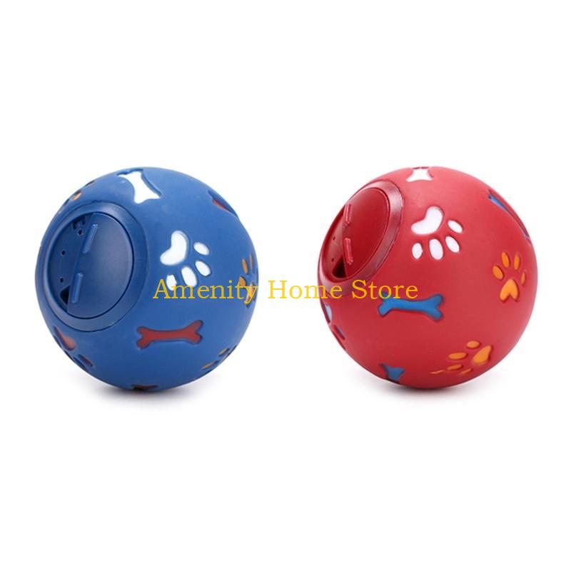 F26C Dog Chew Toy Vinyls Fillable Treat Ball Teething Toy for Aggressive Chewers Leak Food Toy for Teeth Clean Training