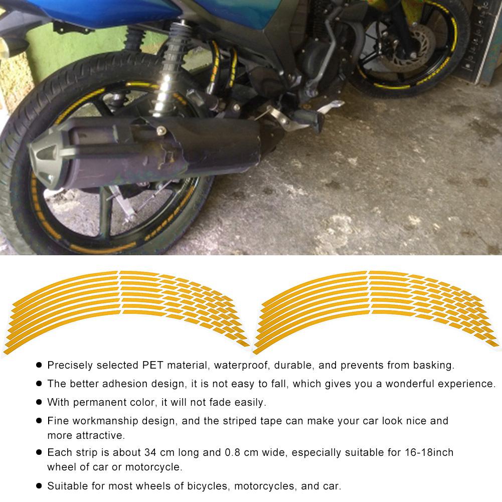 16 Stück Fahrrad Motorrad 16 18 Zoll Reflektierende Radstreifen Aufkleber Dekoration Zubehör(Gelb)