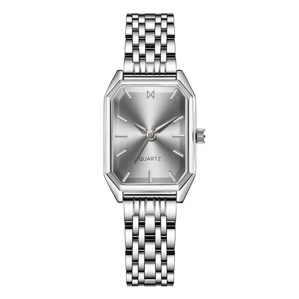 Damen High-End Pfauengrün Rechteckige Stahlbanduhr