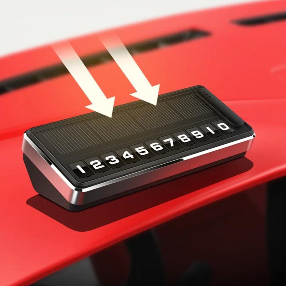 Solar Car Phone Number Plate LED Lighting Car Park Stop Luminous Multiple Number Parking Gadgets Auto Parking Card Car Accessory