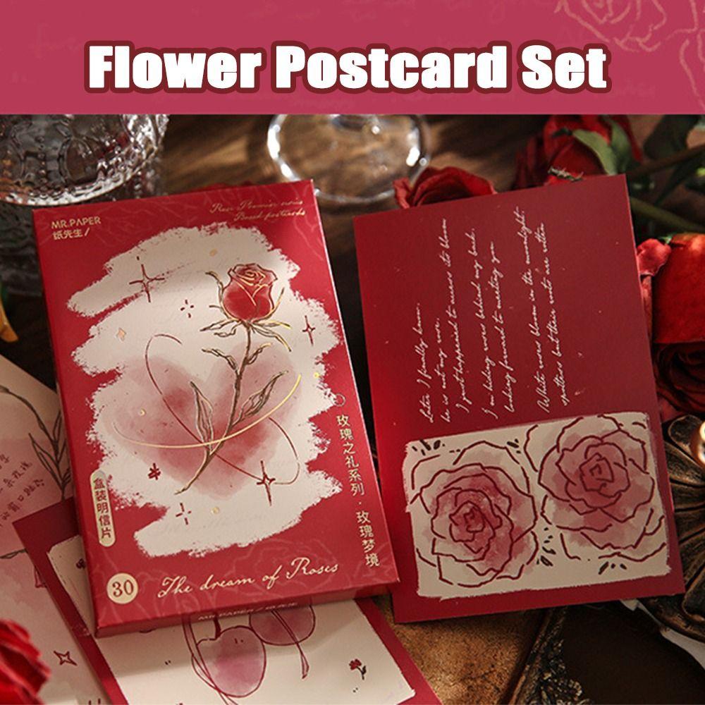 

30pcs/set Colorful Flower Postcard Set Romantic Rose Room Posters Decor Home Decoration червоний