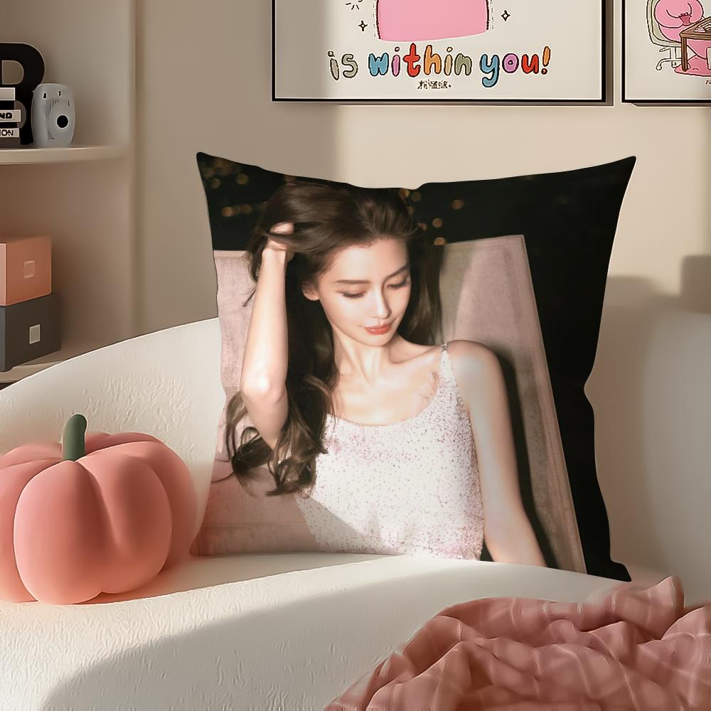 Beautiful Actress AAngelababy Cushion Cover Pillowcase Short Plush Invisible Zipper Room Sofa Cushion Cover