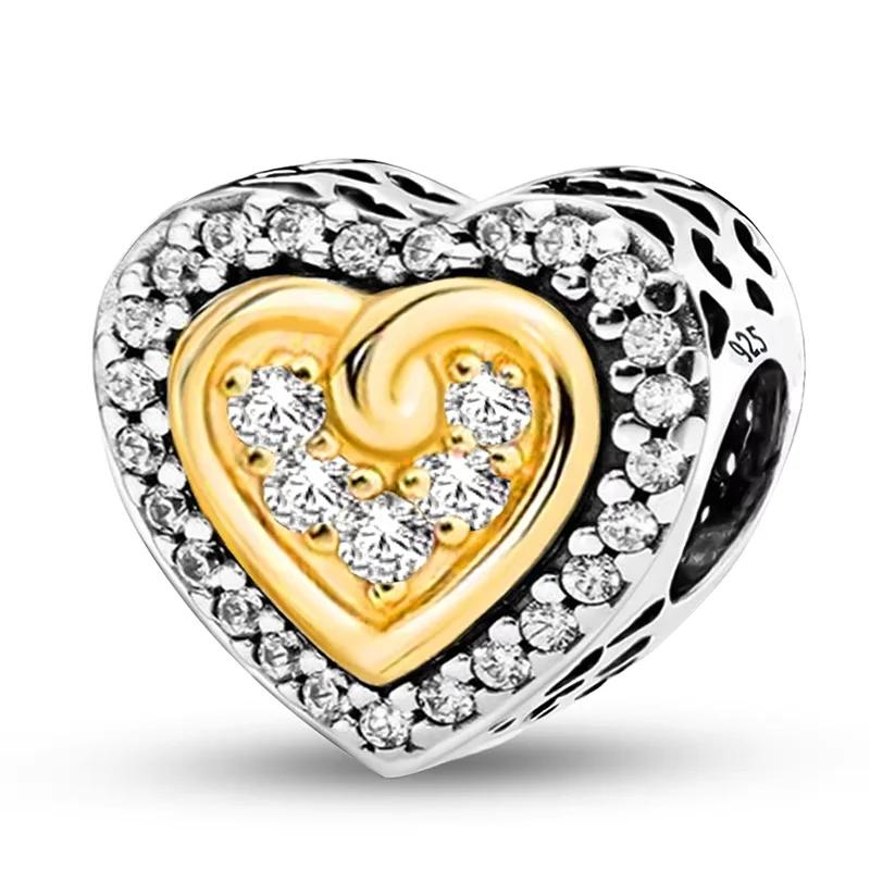 Copper Love Heart Shaped Cute Charms Beads Fit Diy Bracelet Bangle Making Gift Of High Quality Jewelry For Womens