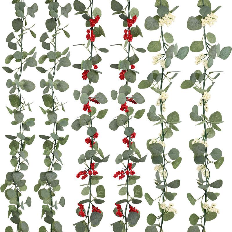 Artificial Red Fruit Rattan False Flower Wall Hanging Simulation Green Plant Christmas Home Decoration Shooting Props