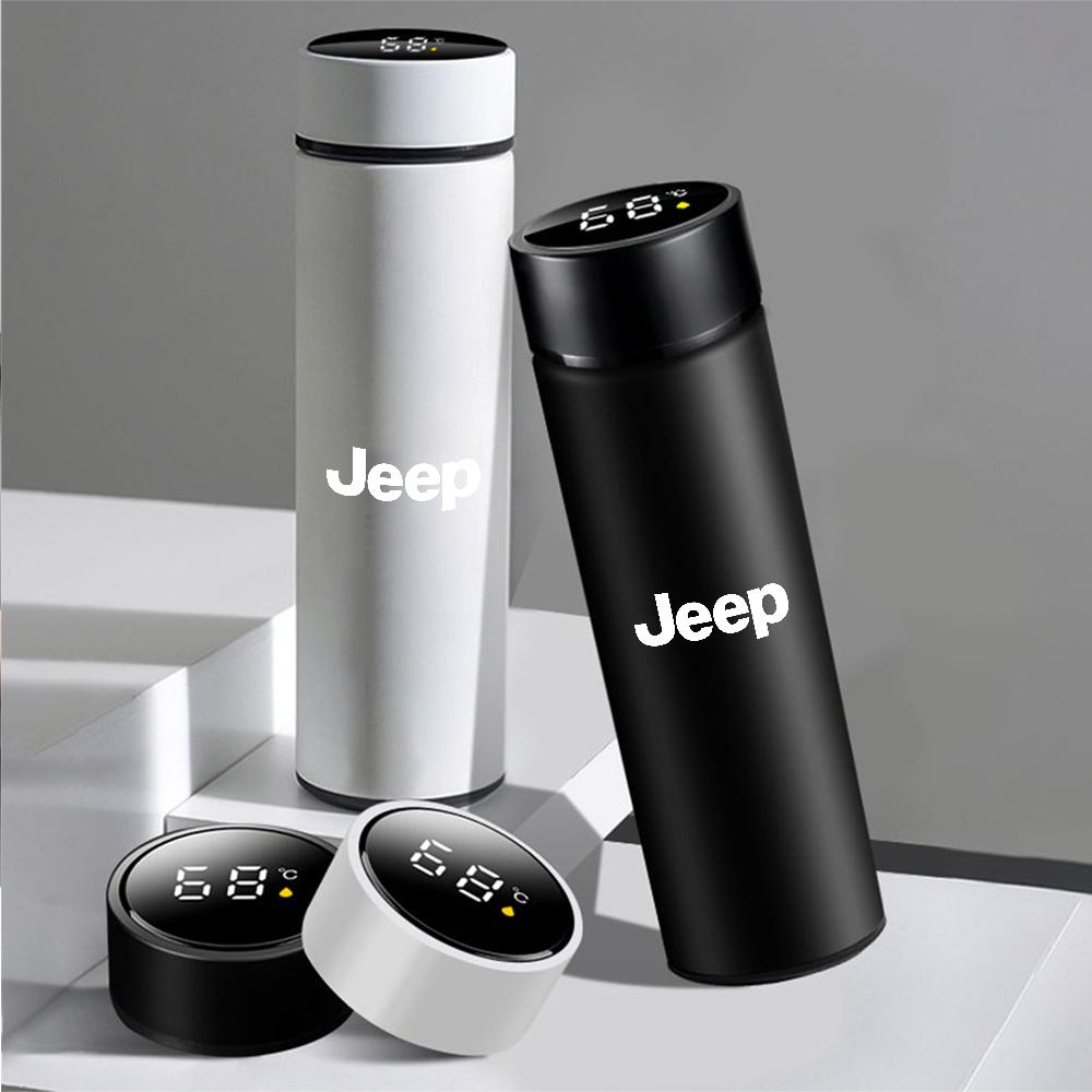 For Jeep Car Stainless Steel Smart Thermos Mug Thermos LED Display Temperature For Jeep Renegade Patriot Wrangler Cherokee Co