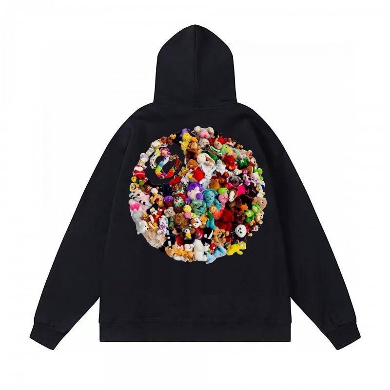 Classic Print Hooded Sweatshirt Teens Unisex Loose Fit Cotton Pullover Streetwear