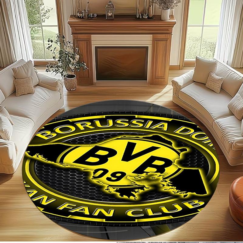 Borussia Dortmund Print Round Rug, Washable Floor Carpet, For Entryway Dorm Laundry Room Office Study, Home Decor Birthday Christmas Gift