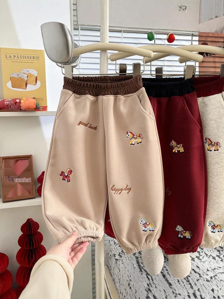2026 Autumn Unisex Kids Cartoon Embroidered Bermuda Jogger Shorts