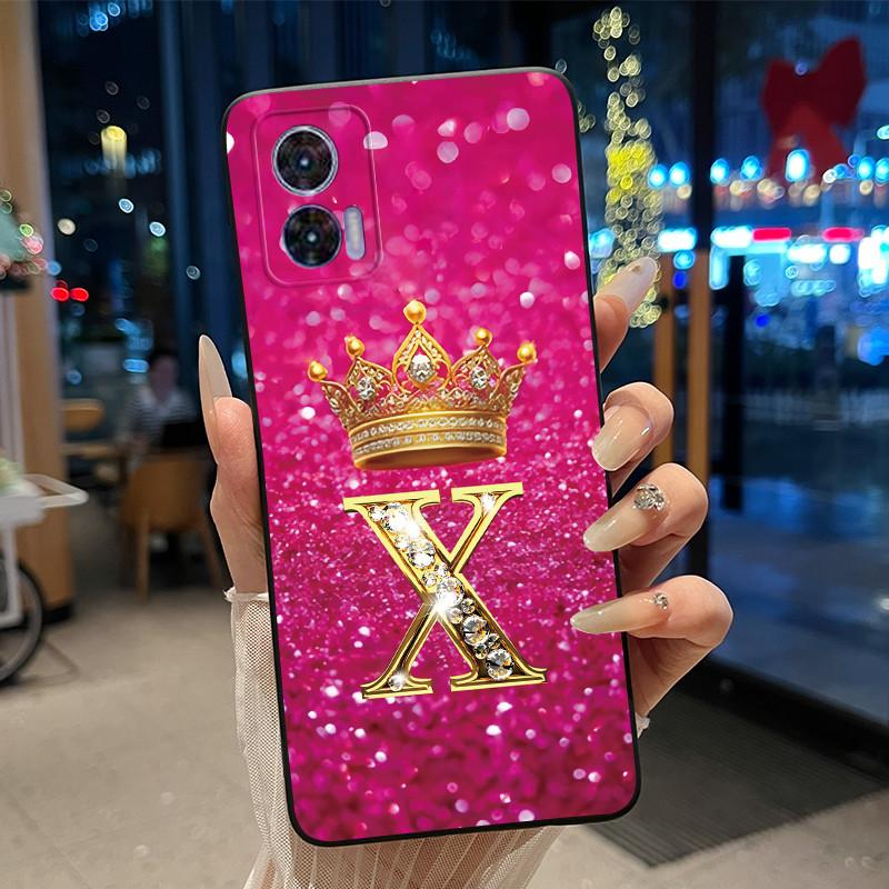 Phone Case For Motorola Edge 30 Lite/Motorola Edge 30 Neo 5G Black Case Shockproof Soft Fashion Letter Crown Cover