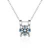 Moissanite Classic Four-Prong Necklace: Simple S925 Sterling Silver Pendant for Women, Japanese & Korean Inspired Light Luxury Style.