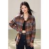DIMANAF 2026 Autumn New Plus Size Women Vintage Plaid Long Sleeve Shirt Loose Casual Cotton Tops