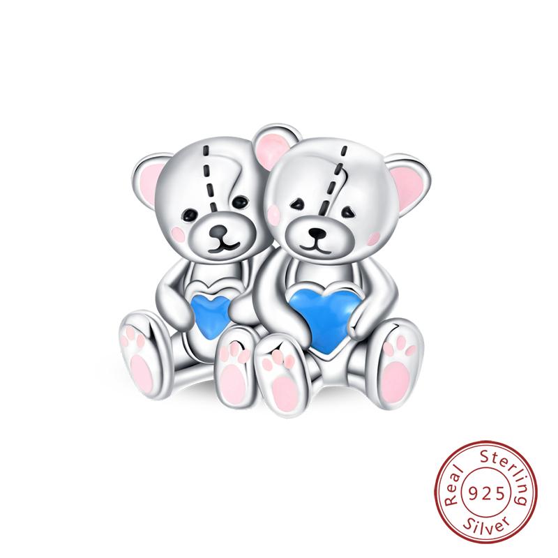 Copper Cute Flower Bear Cute Rose Bear Charms Pendants Fit Original Bracelets Diy Birthday Jewelry Gift