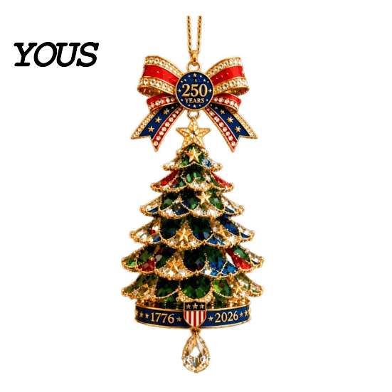 Decorative Ornaments for Fireplaces 250th Anniversary Christmas Tree Ornament, 2D Acrylic Decor, Lightweight 1776-2026 Patriotic Commemorative Hanging