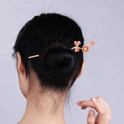 Chinese Plum Blossoms Hair Clasp Sticks Hair Stick Hairpin Vintage Dress Cheongsam Metal Headdress Jewelry Hair Accessories