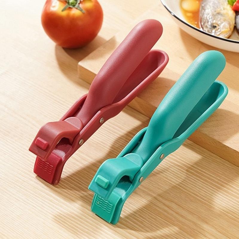 Bowl Holder Clip Safe Handling Kitchen Tongs with Silicone Cover Hot Dishes Grippers Tongs for Baking and Grilling