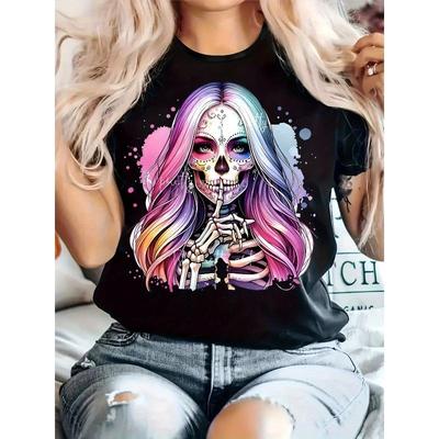 Print Women's T-Shirt Round Neck Short Sleeve Regular Fit All Seasons Casual Comfortable Top