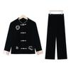 2025 Spring/Autumn Classic Chinese Style Velvet Two-Piece Set for Middle-Aged Women