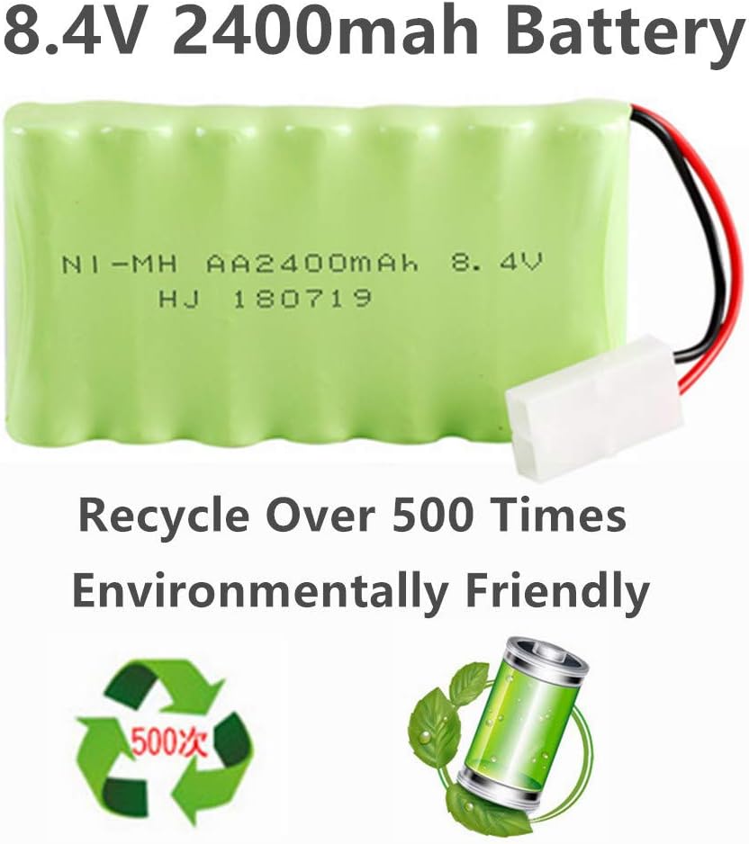 RC Battery 8.4V 2400mAh Rechargeable Ni-MH AA with Tamiya Plug – For RC Cars, Boats, Tanks, Power Tools, Appliances
